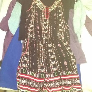 Black printed multicolored romper